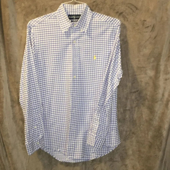 Ralph Lauren Shirt Men’s small Blue Checked Pony Button Up Long Sleeve - Picture 8 of 10